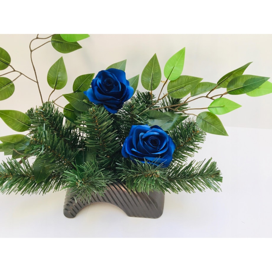 NIEBIESKA RÓŻA SZTUCZNA do kompozycji stroika święta zmarłych bukiet grób