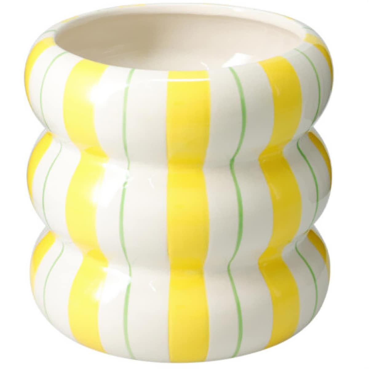 Ceramiczna osłona na doniczkę w paski LINJE, 14 cm