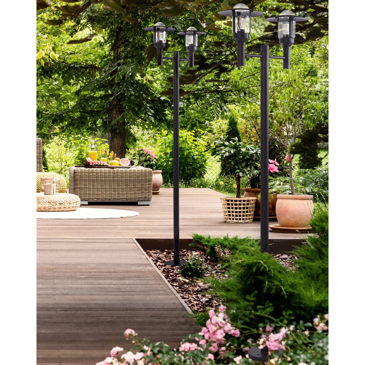Latarnia ogrodowa 2-punktowa czarna TIZU