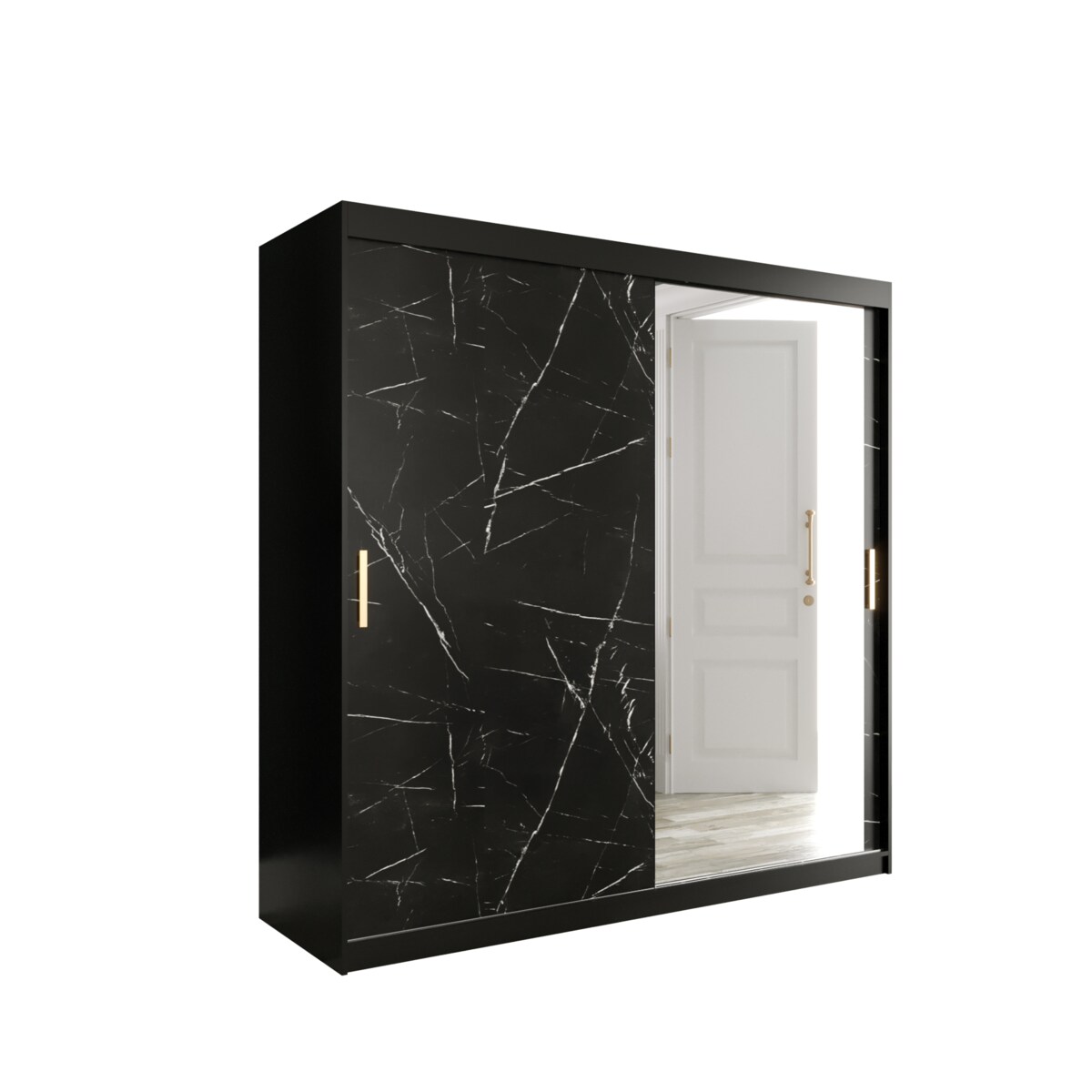 Szafa przesuwna Garderoba MARMUR T2 200 gł. 62 czarny