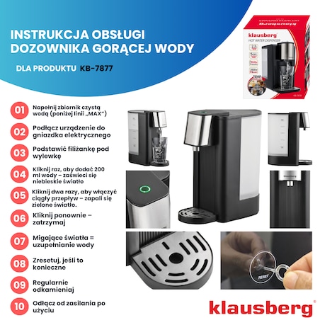 Dozownik dystrybutor podgrzewacz do gorącej wody 2.5L KLAUSBERG
