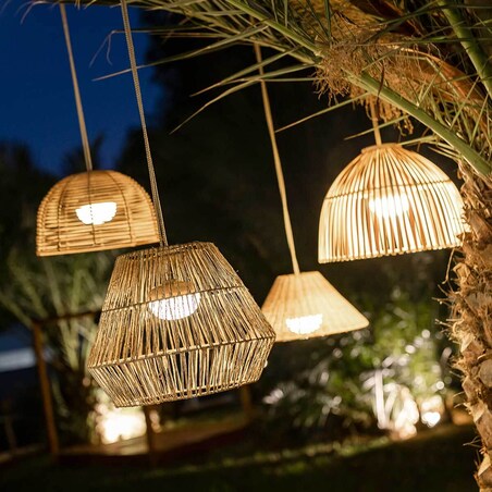 Ekologiczna lampa wisząca Bossa LUMBOHXNW King Home ogrodowa IP54 beżowa