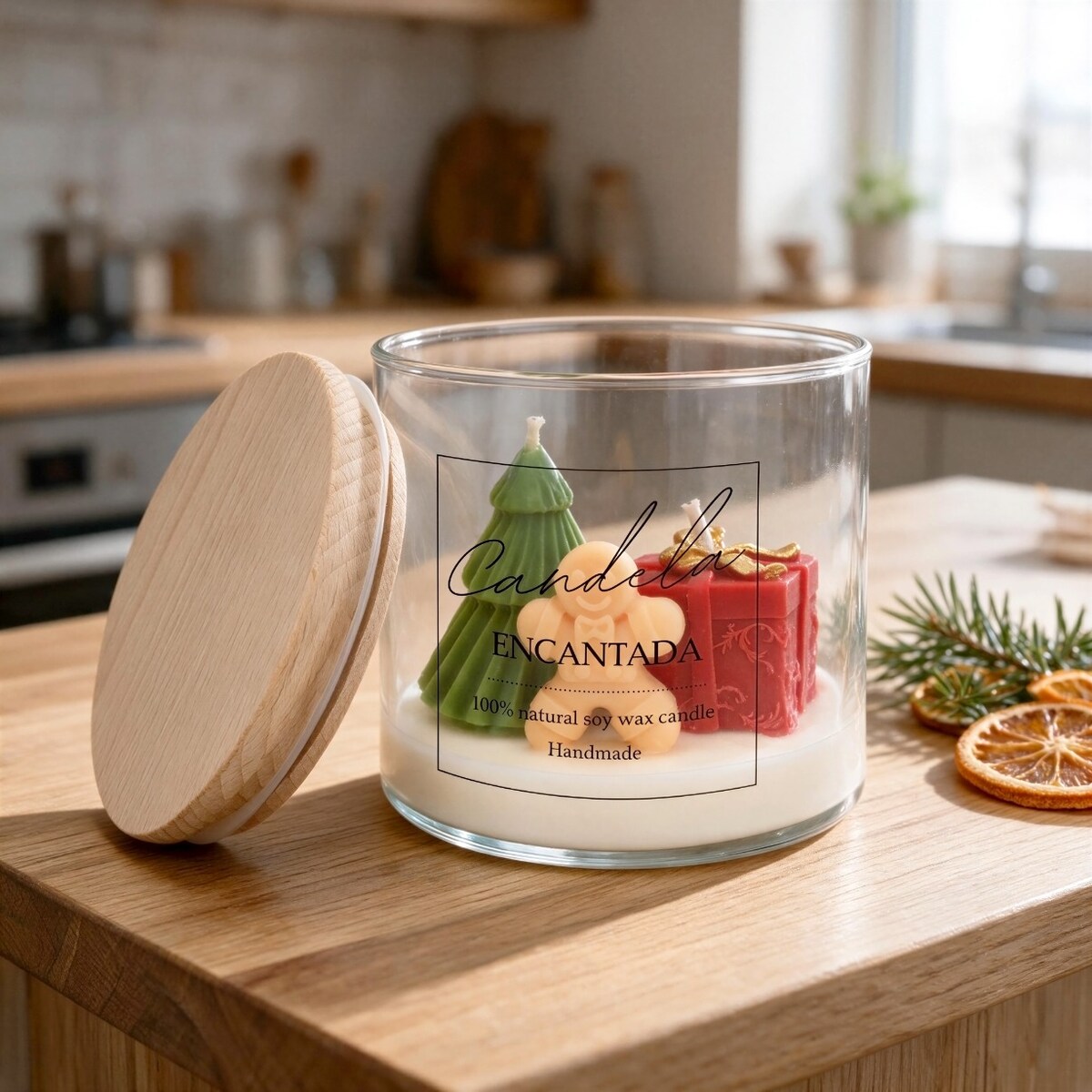 Świąteczna ŚWIECA sojowa ZAPACHOWA świeczka CHOINKA na prezent CHRISTMAS