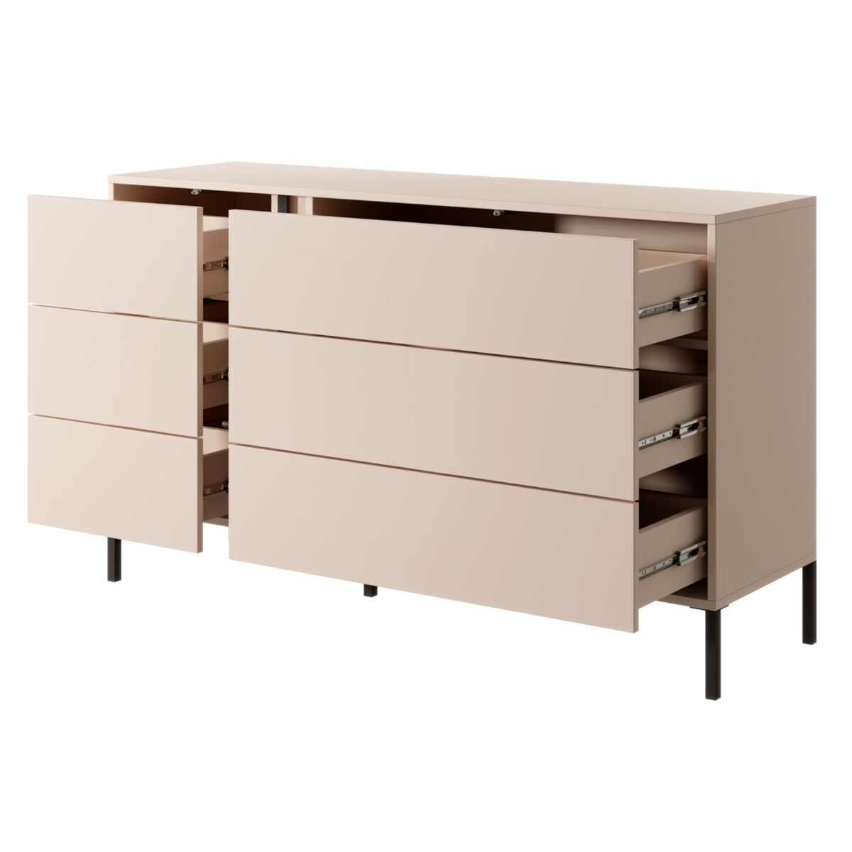 Komoda 6S DASTIN na wysokich nóżkach z oświetleniem LED beżowa