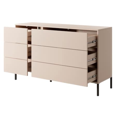 Komoda 6S DASTIN na wysokich nóżkach z oświetleniem LED beżowa