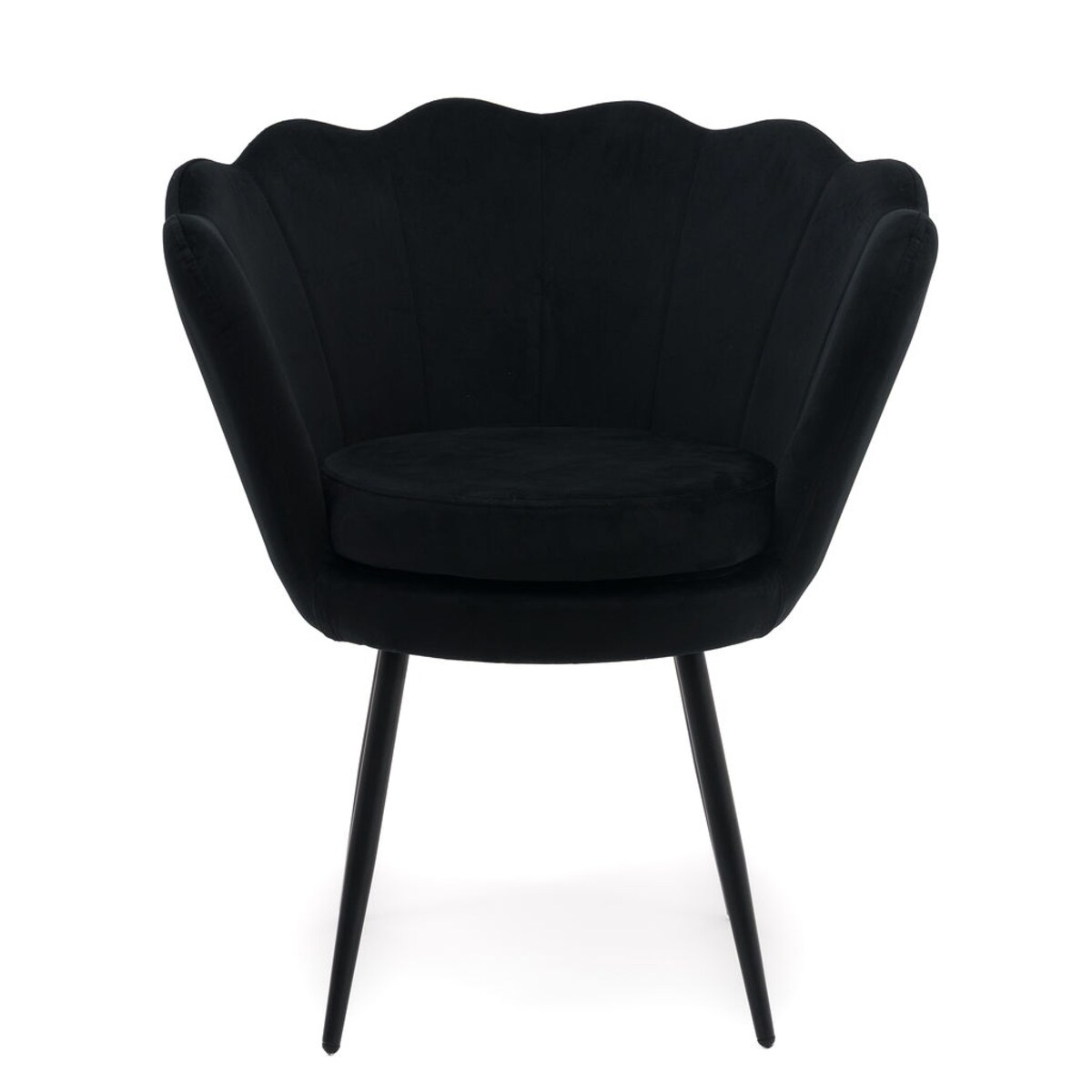Krzesło do toaletki tapicerowane muszelka SHELL BLACK czarny