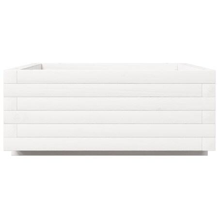 vidaXL Donica ogrodowa, biała, 60x60x26,5 cm, lite drewno sosnowe