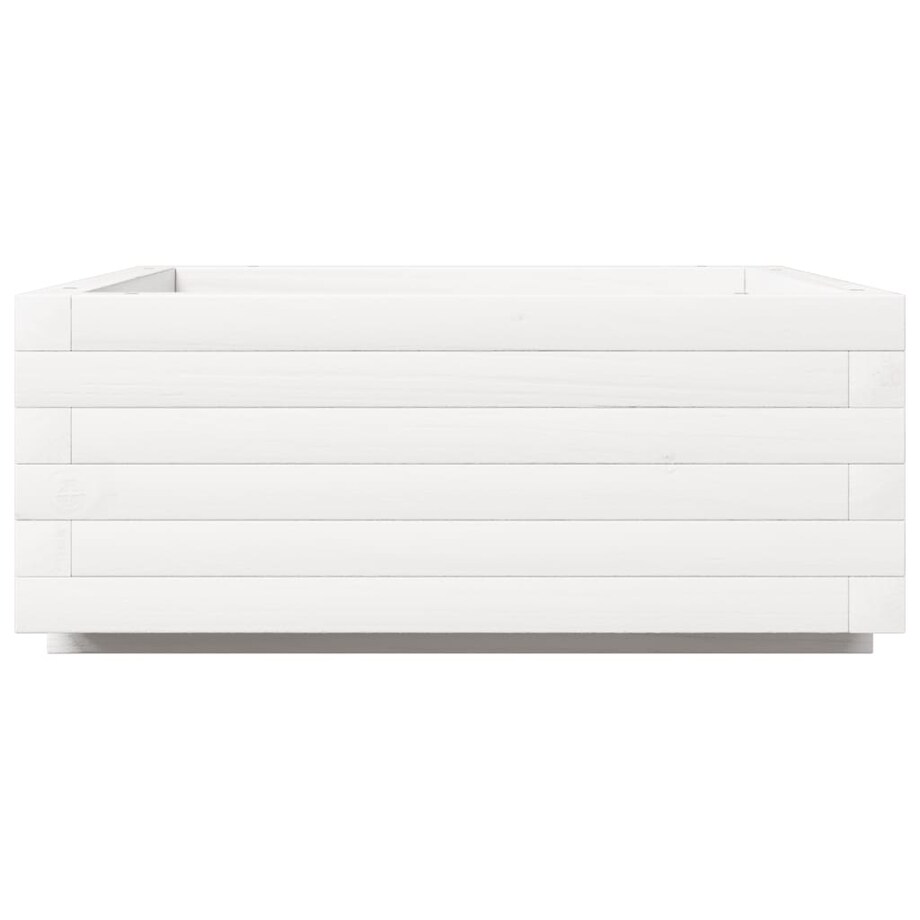 vidaXL Donica ogrodowa, biała, 60x60x26,5 cm, lite drewno sosnowe