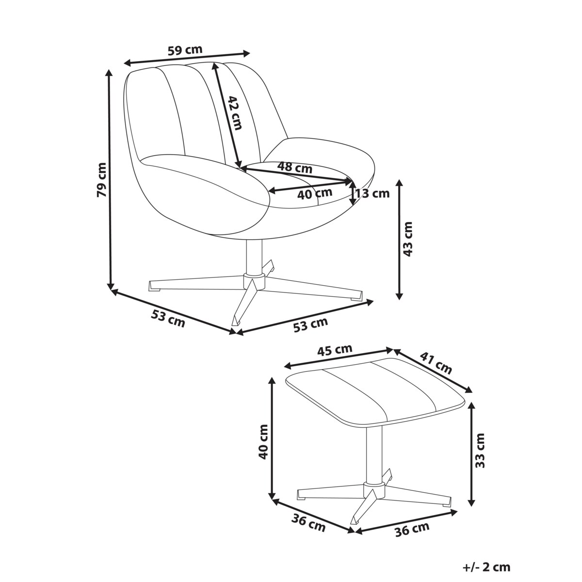 Krzesło z podnóżkiem Beżowy LIA