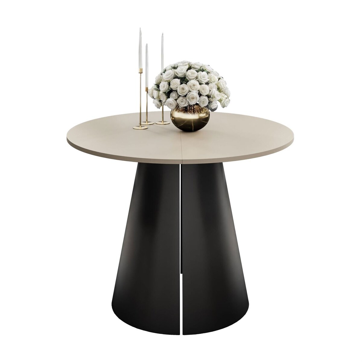 Okrągły stół rozkładany LAVA, średnica 100cm, czarny, kaszmir mat