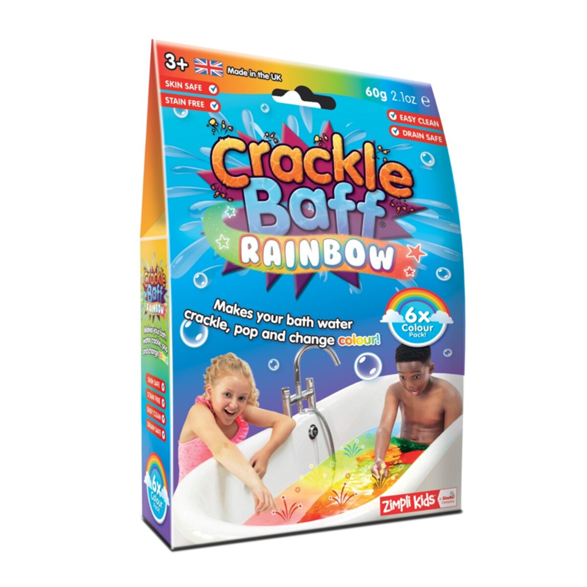 Strzelający proszek do kąpieli Crackle Baff Colours 6 użyć 6 kolorów 3+ Zimpli Kids