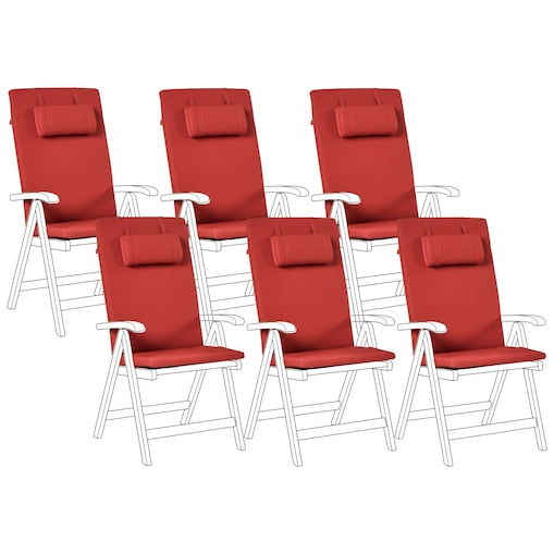 Zestaw 6 poduszek ogrodowych/oparciowych JAVA/AMANTEA PREMIUM 50 x 71 cm Czerwony