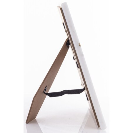 Ramka na zdjęcie marmurowa 22x18x1,5-15 cm biała ze złotem