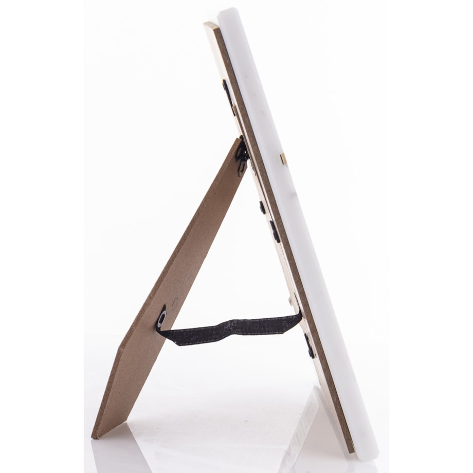 Ramka na zdjęcie marmurowa 22x18x1,5-15 cm biała ze złotem