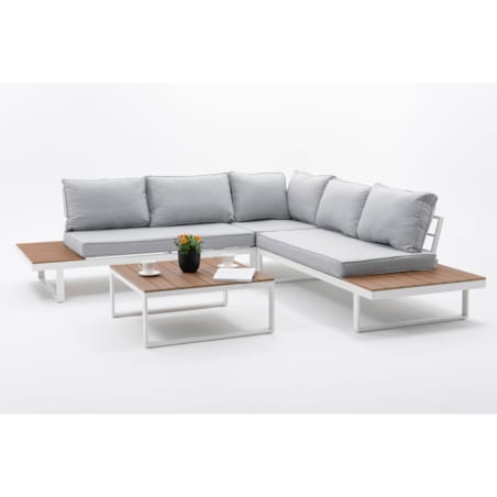Meble ogrodowe narożnik nowoczesny aluminium MALE biały
