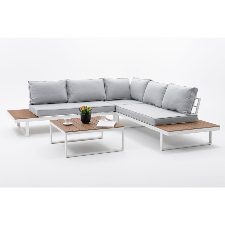 Meble ogrodowe narożnik nowoczesny aluminium MALE biały