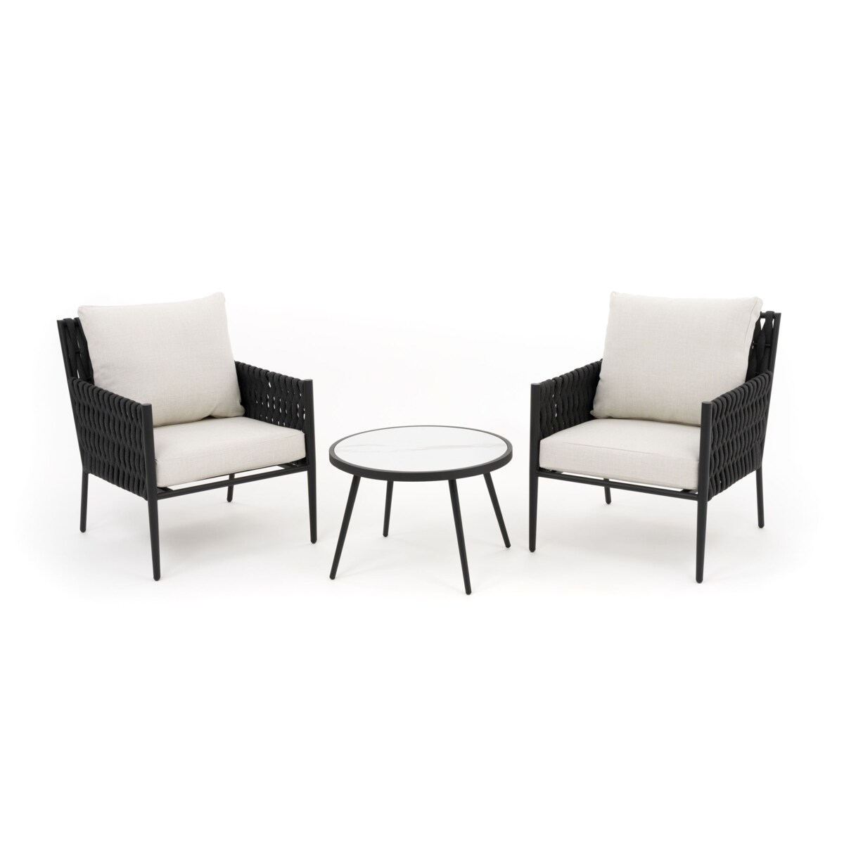 Zestaw mebli ogrodowych taras balkon aluminiowe BELIZE biało beżowe