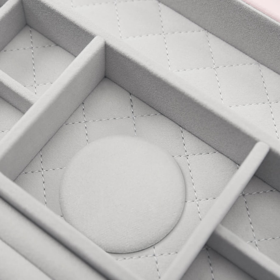 Szkatułka na biżuterię Loves Luxury jasnoróżowa z pokrywką i lusterkiem