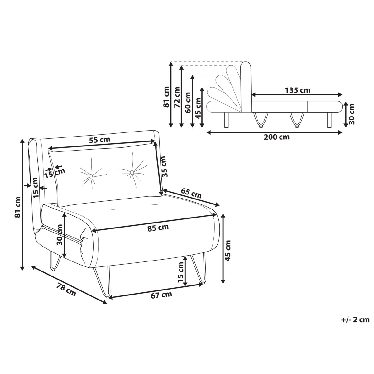 Sofa welurowa rozkładana granatowa VESTFOLD
