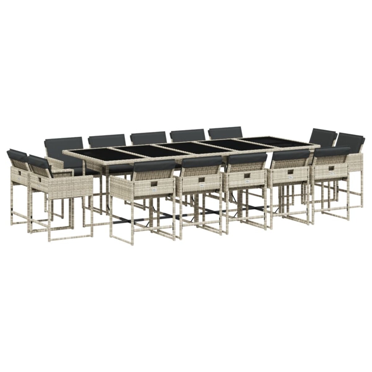 vidaXL 15-cz. zestaw mebli ogrodowych z poduszkami, jasnoszary