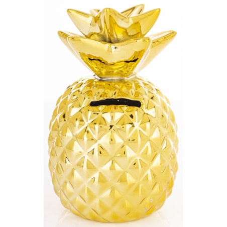 Skarbonka ceramiczna - 15x9x9 cm ANANAS złoty