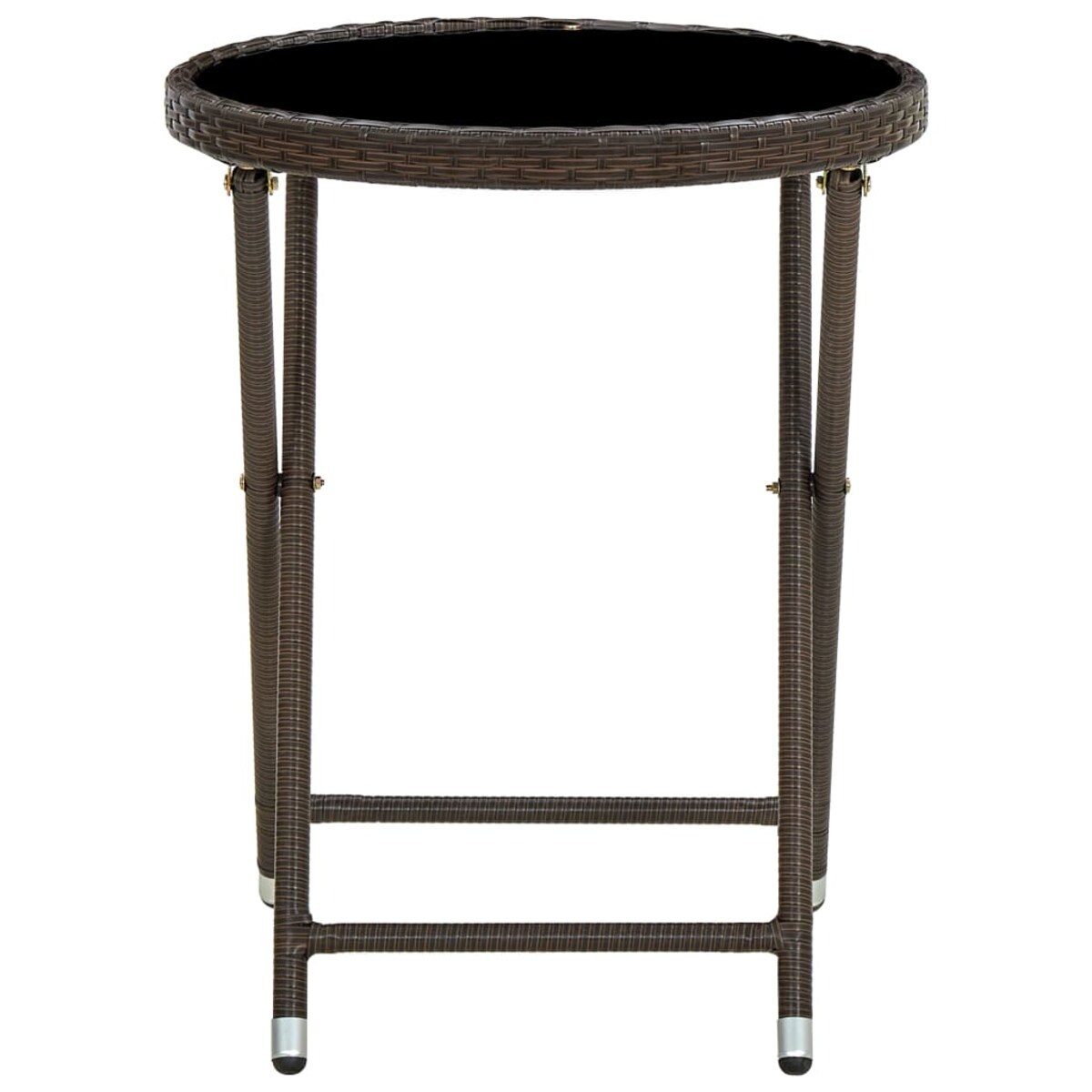 vidaXL Stolik herbaciany, brązowy, 60 cm, rattan PE i szkło hartowane
