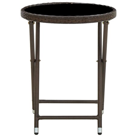 vidaXL Stolik herbaciany, brązowy, 60 cm, rattan PE i szkło hartowane