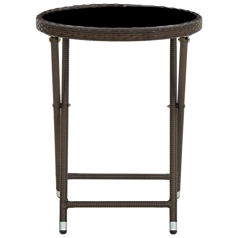 vidaXL Stolik herbaciany, brązowy, 60 cm, rattan PE i szkło hartowane