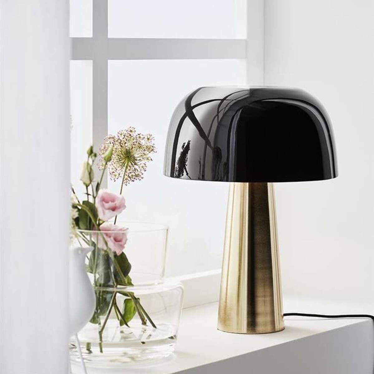 Nocna LAMPKA stołowa BLANCA 107934 Markslojd stojąca LAMPA biurkowa grzybek brąz czarny