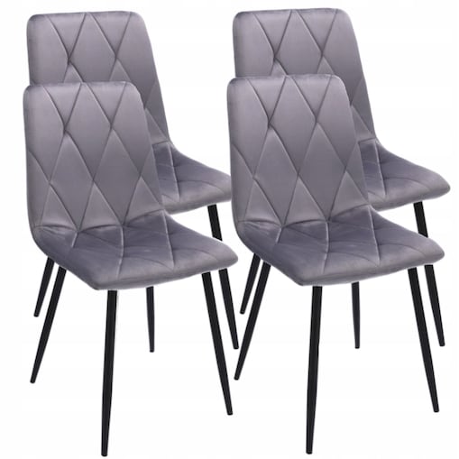 4 X Krzesło Tapicerowane Pikowane Welur Nowoczesne