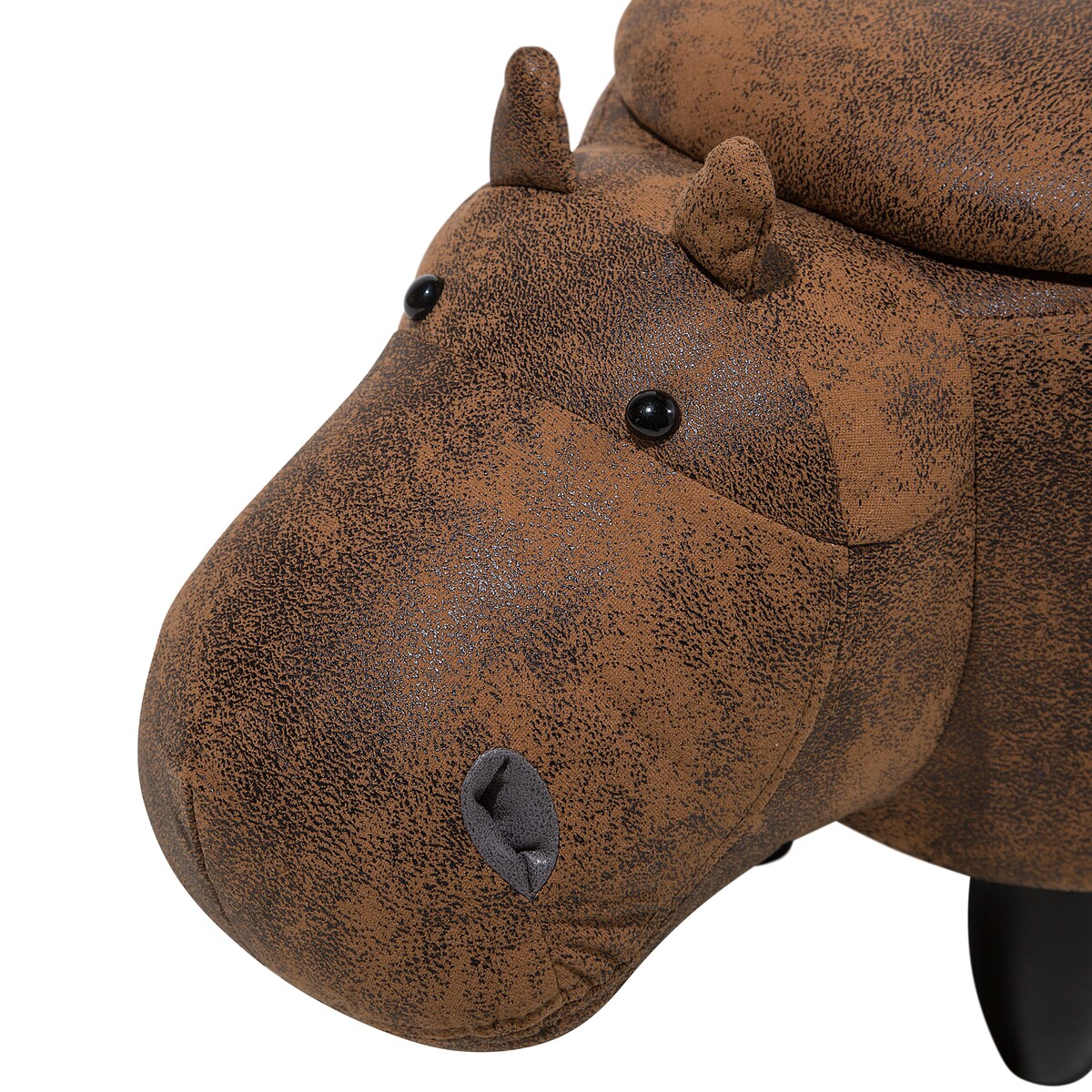 Pufa zwierzak ze schowkiem HIPPO Ekoskóra Brązowy Hipopotam