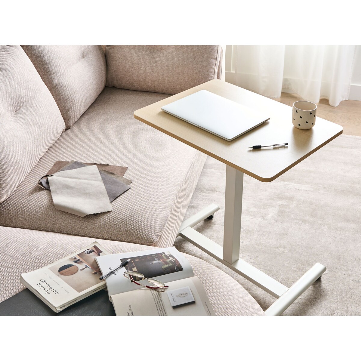 Regulowany stolik pod laptopa ACADEMIA 65 cm 48 cm Jasny brąz/ biały