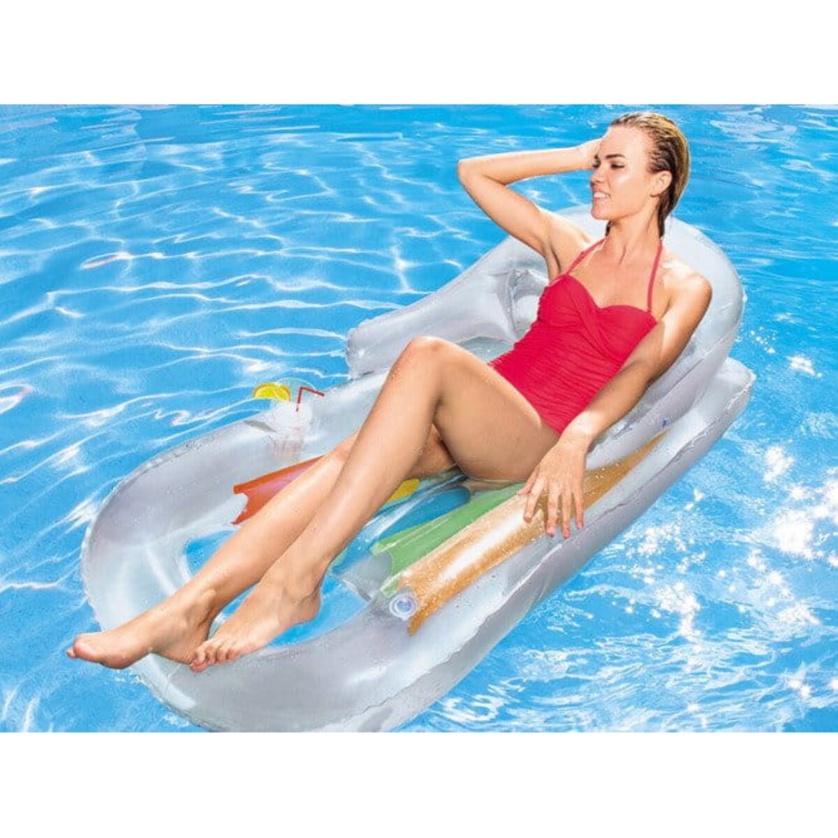 Dmuchany materac, fotel, leżak 161 x 84 cm Bestway 43028 srebrny