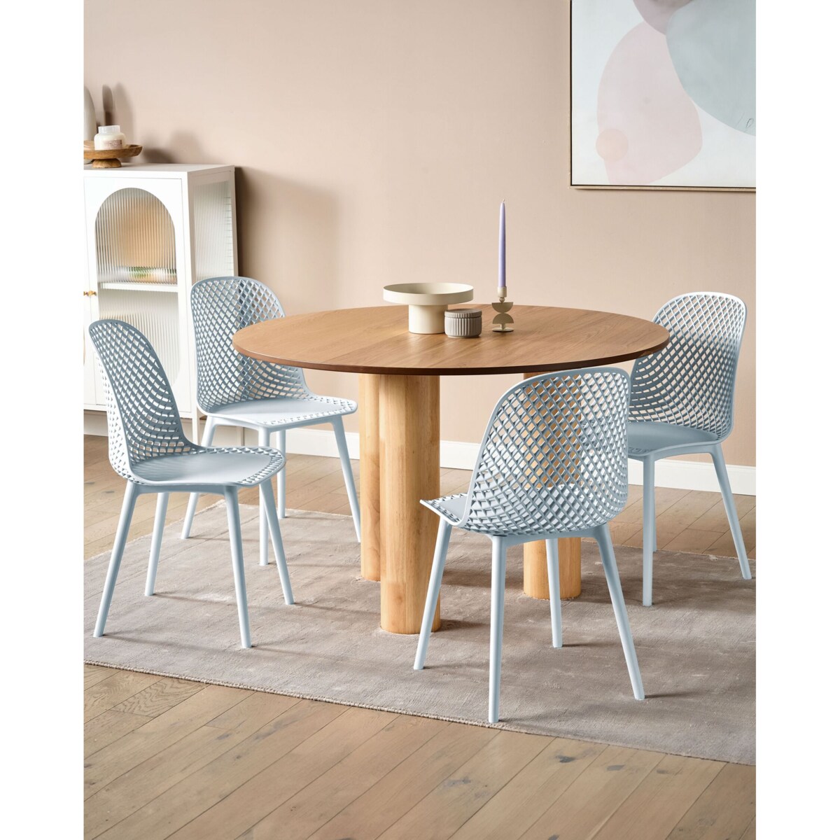 Zestaw 4 krzeseł do jadalni EMORY Błękitny