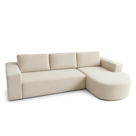 Narożnik Vello z funkcją spania do salonu, prawostronny-boucle-Catch Me beż