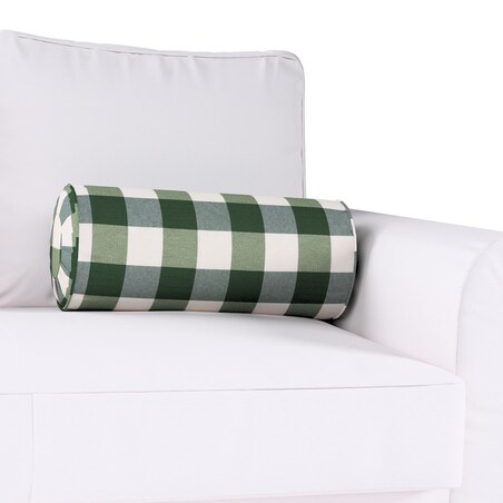 Poduszka wałek z zakładkami, zielono-biała krata (5,5x5,5cm), Ø20 x 50 cm, Quadro