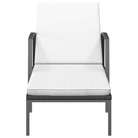 vidaXL Leżak ogrodowy z poduszką, polirattan, czarny