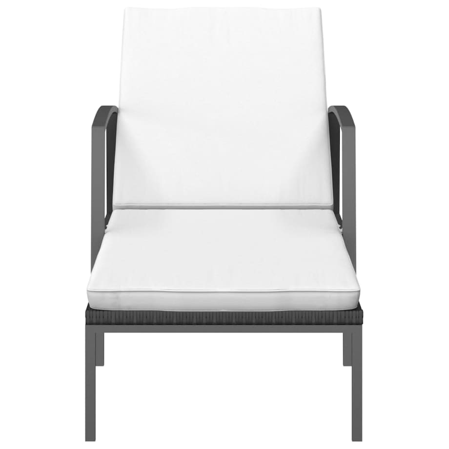 vidaXL Leżak ogrodowy z poduszką, polirattan, czarny