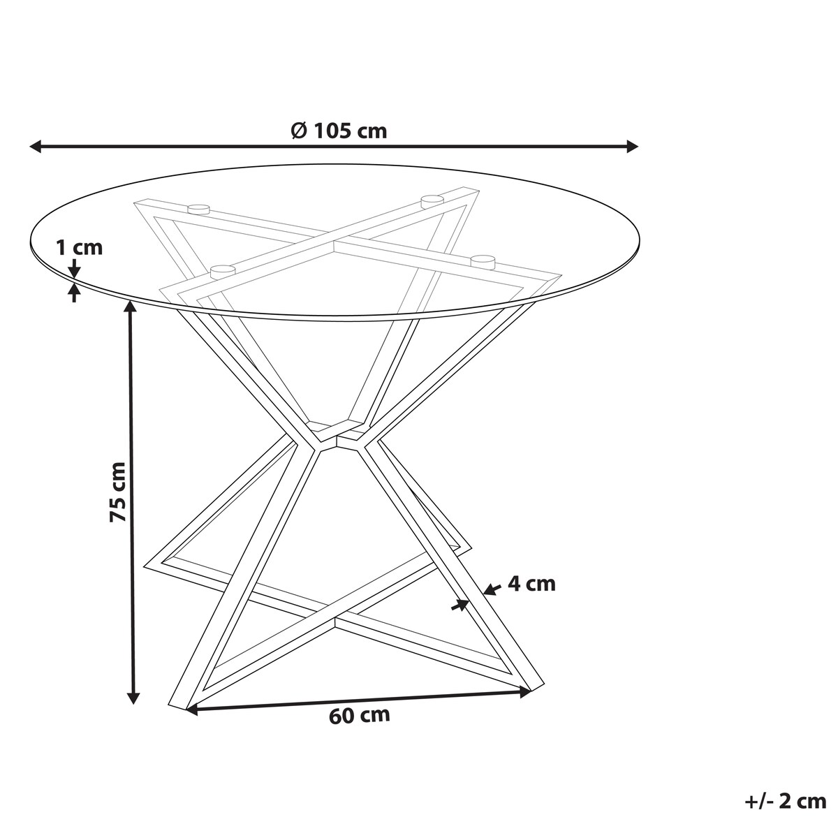 Stół do jadalni BOSCO Srebrny 105 cm 105 cm Szkło hartowane