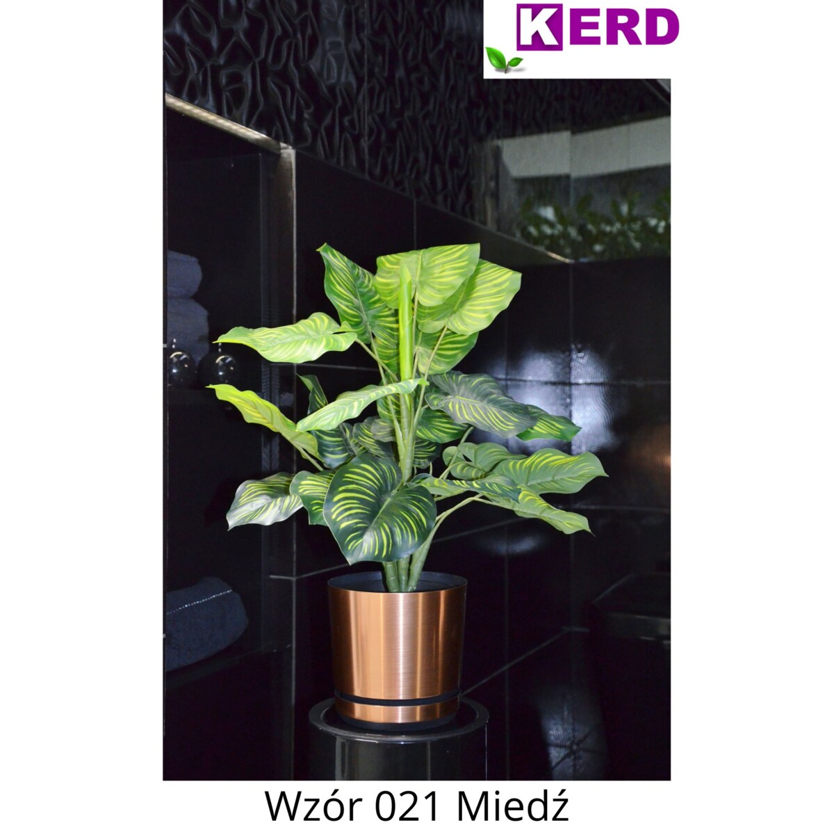 12 cm wzór MIEDŹ Doniczka z podstawką glamour elegancka nowoczesna industrialna loft miedziany efekt metalu