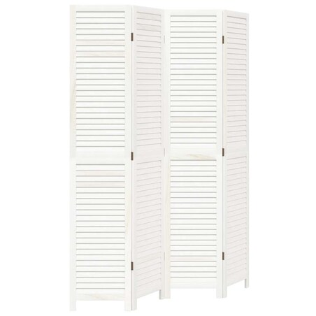 vidaXL Parawan pokojowy, 4-panelowy, biały, lite drewno paulowni