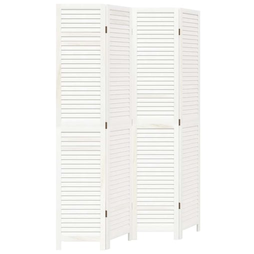 vidaXL Parawan pokojowy, 4-panelowy, biały, lite drewno paulowni