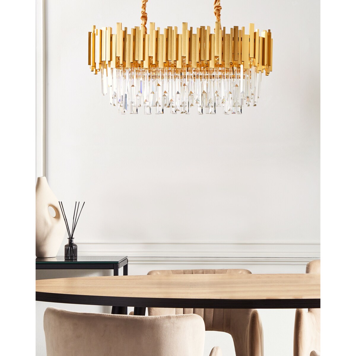 Żyrandol metalowy złoty GARCIA