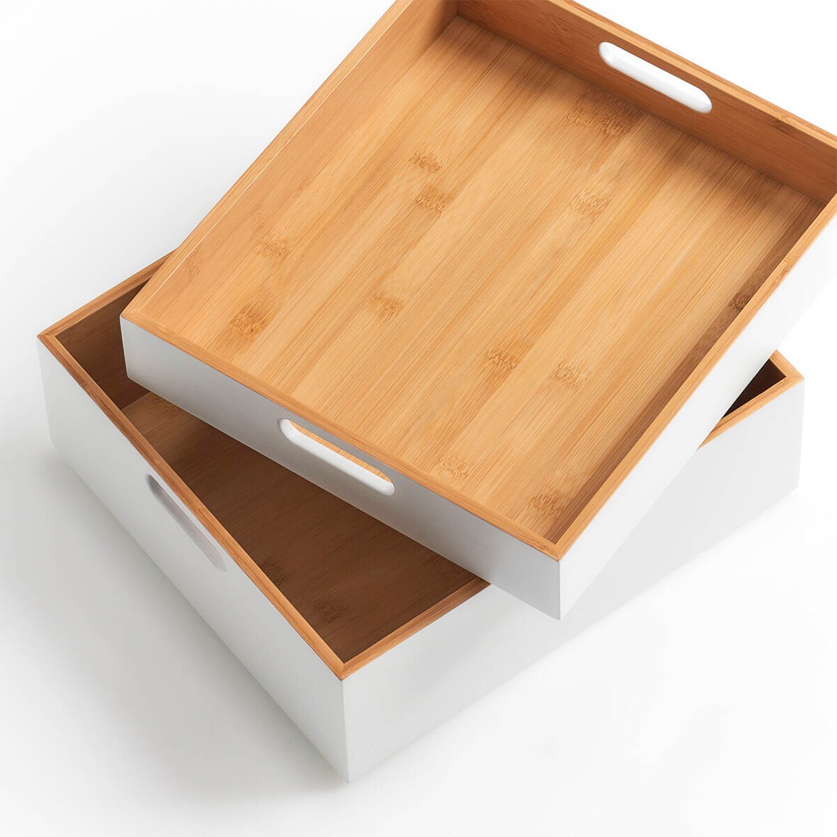 Storage Box, bamboo, white 30x27x10,5