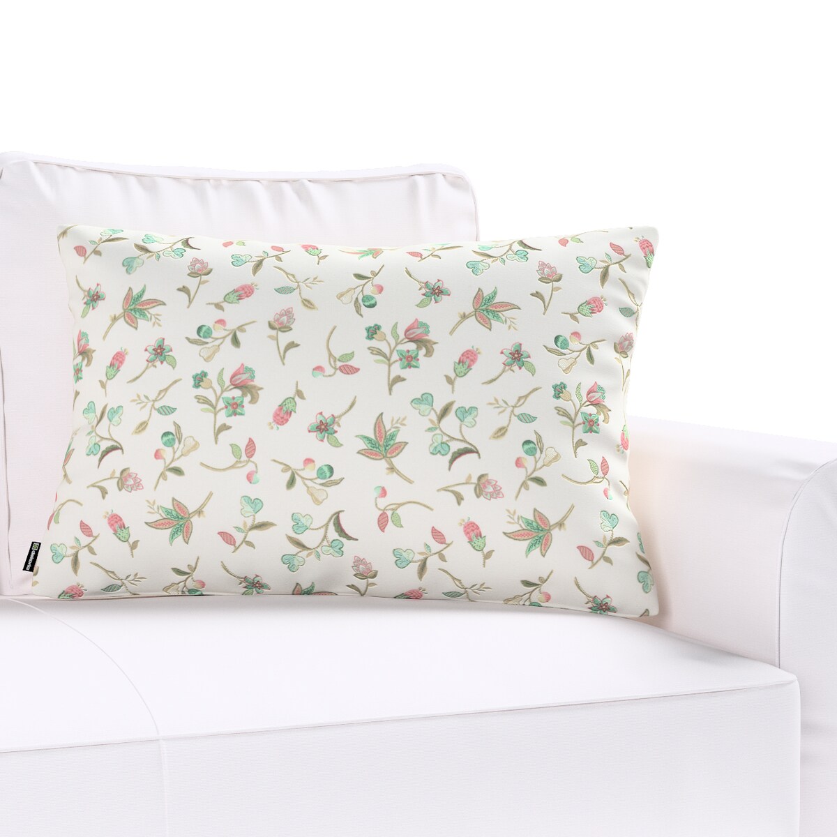 Poszewka Kinga na poduszkę prostokątną 47x28 małe kwiaty na jasnym tle