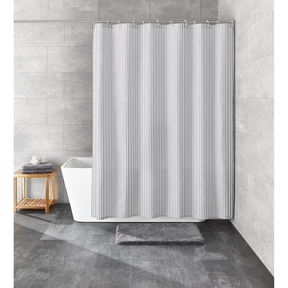 Kleine Wolke Sanna Tekstylna zasłona prysznicowa szara 180x200 cm Eco Care