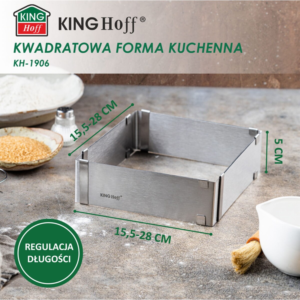 Regulowana forma do ciasta 28-15x5cm Tortownica Rant cukierniczy KINGHOFF