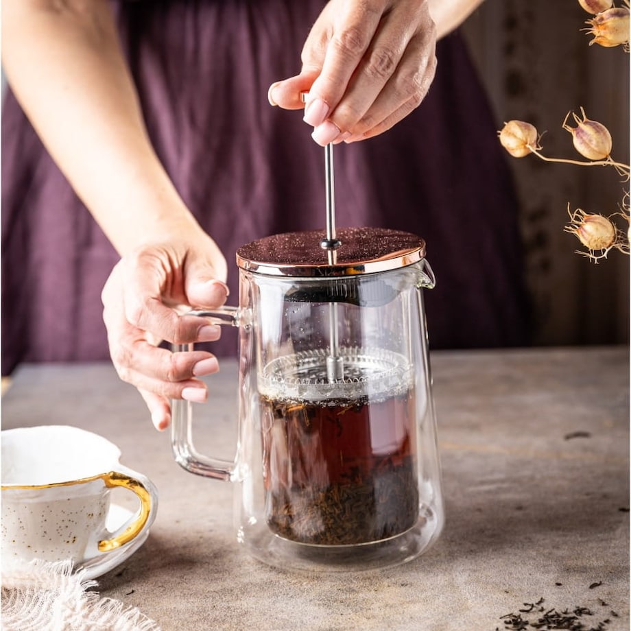 Zaparzacz do kawy herbaty 0.60L French Press różowe złoto KLAUSBERG