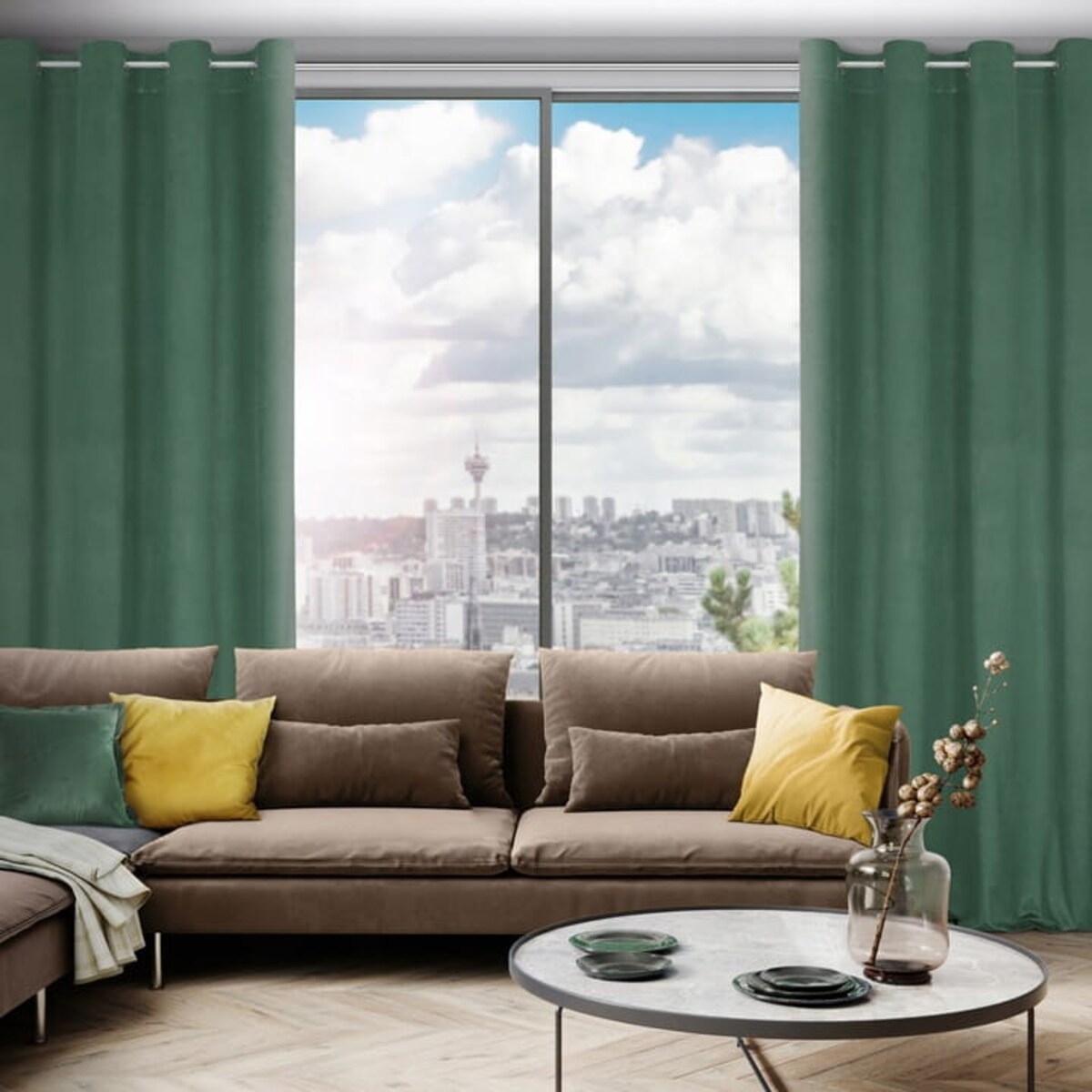 ZASŁONA ZACIEMNIAJĄCA WELWETOWA WELUROWA NA PRZELOTKACH 140x250 c.mięta