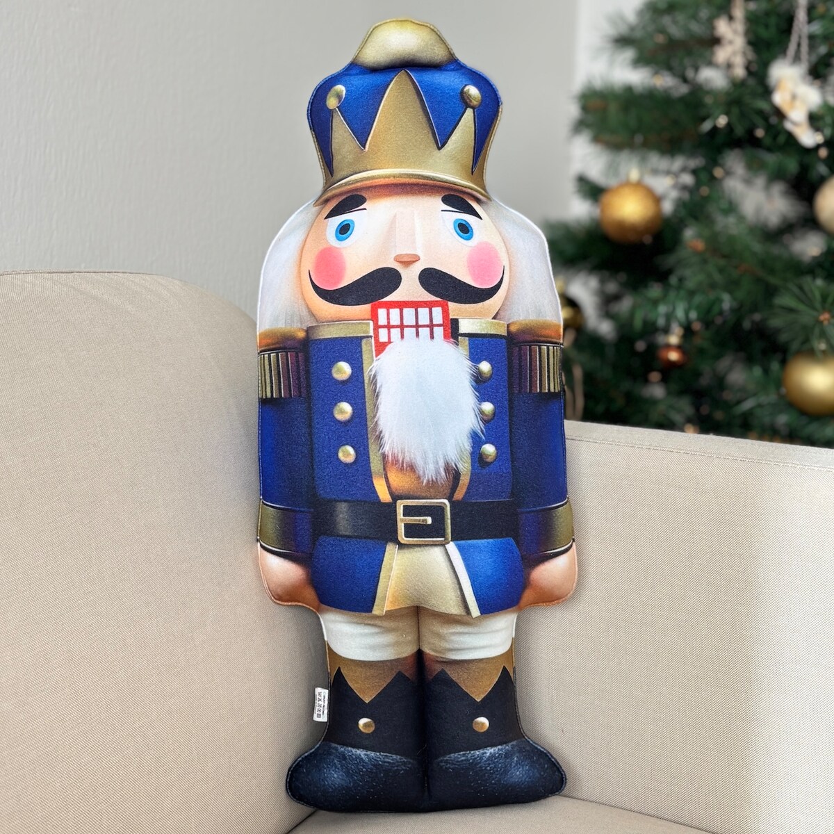 Poduszka świąteczna Dziadek do orzechów niebieski